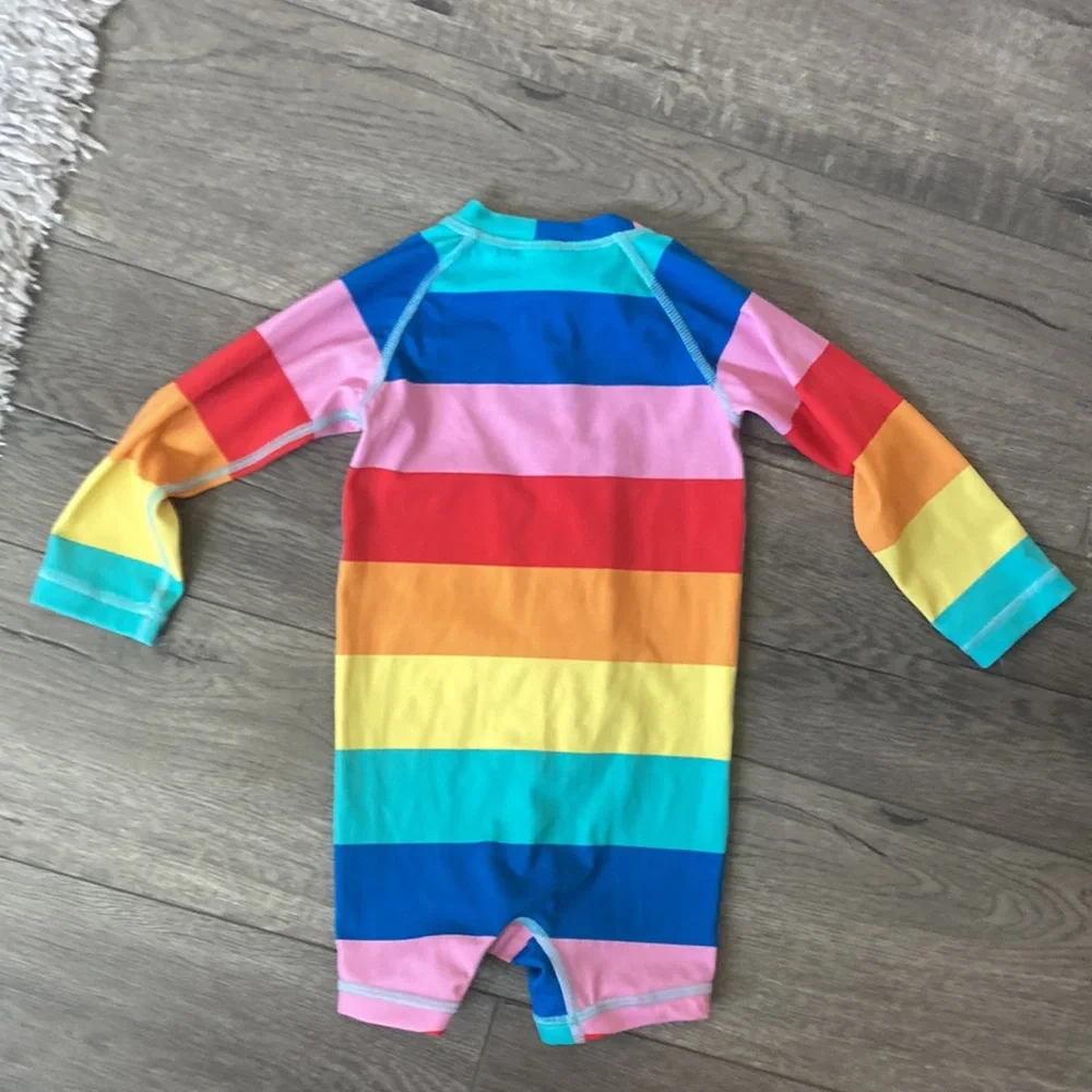 Hanna Andersson Rainbow Stripe Long-Sleeve Swim Suit